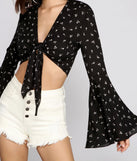 Ring Around The Florals Tie Front Top