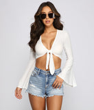 Trendy Dotted Tie Front Top