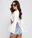 Trendy Dotted Tie Front Top