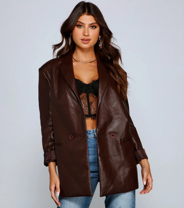 【Le】Faux leather over-fit blazer Faux Leather Vintage Blazer Jacket - Black | Levi's® US