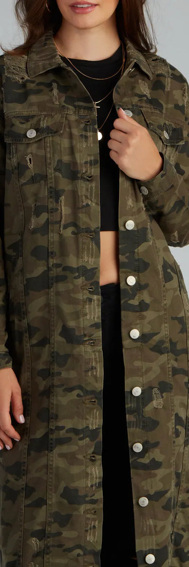 Step Up Camo Long Line Jacket