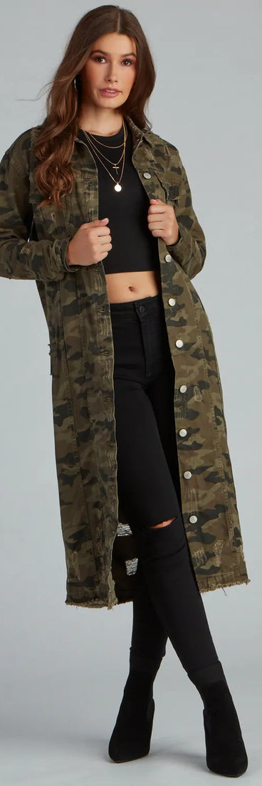 Step Up Camo Long Line Jacket