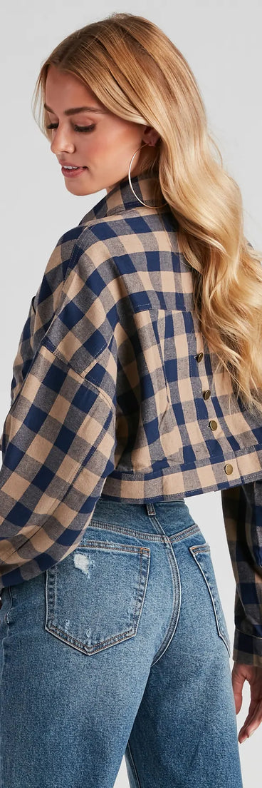 Big On Plaid Cropped Jacket