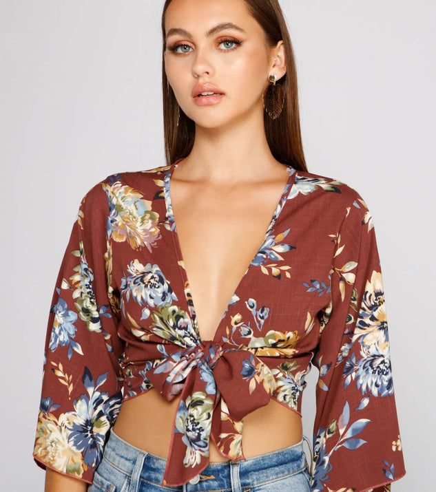 Sprung On Style Floral Tie Front Top