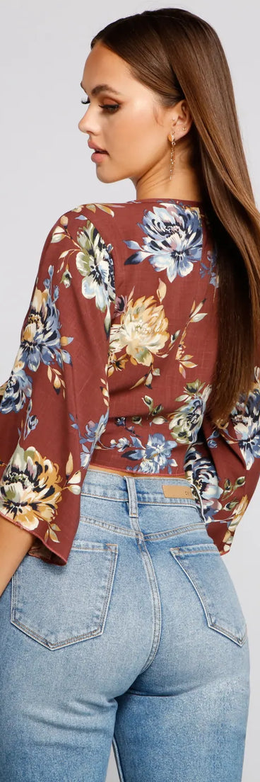 Sprung On Style Floral Tie Front Top