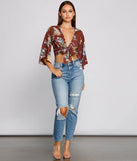 Sprung On Style Floral Tie Front Top