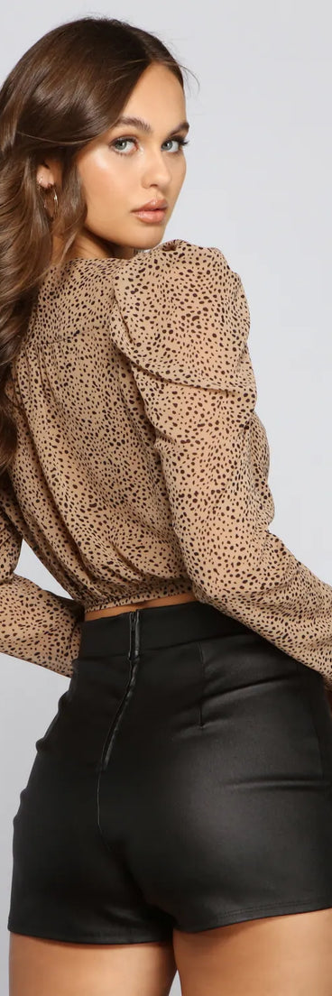 Fierce Fashionista Cheetah Tie Front Top