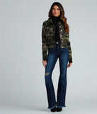 Cutie In Camo Button-Down Twill Jacket