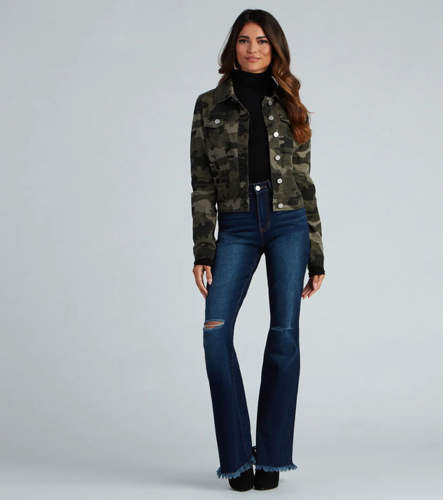 Cutie In Camo Button-Down Twill Jacket