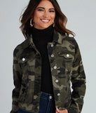 Cutie In Camo Button-Down Twill Jacket