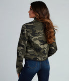 Cutie In Camo Button-Down Twill Jacket