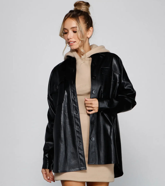 Essential Faux Leather Long Shacket