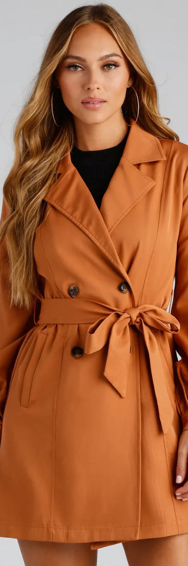 Cinched And Chic Belted Trench Coat