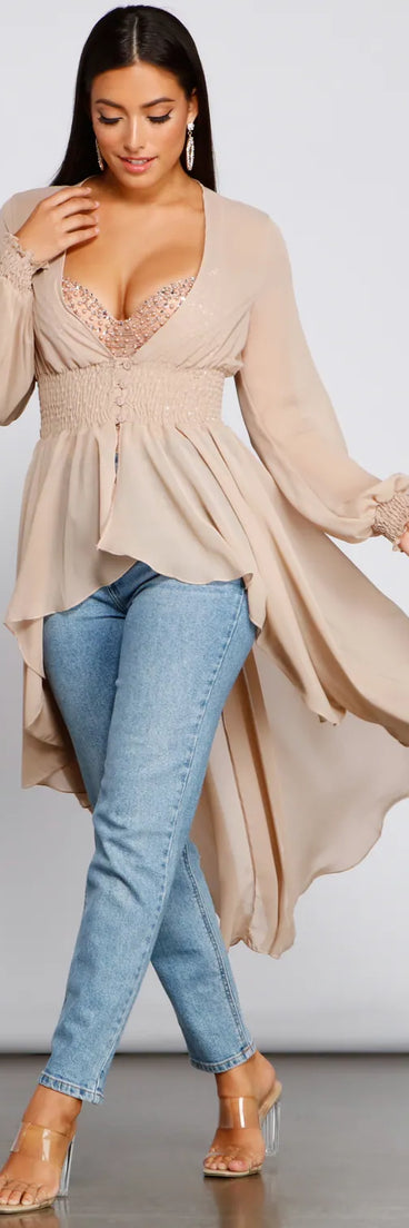Chic Chiffon High-Low Duster