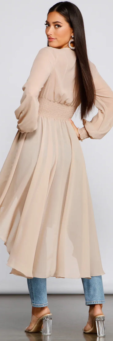 Chic Chiffon High-Low Duster
