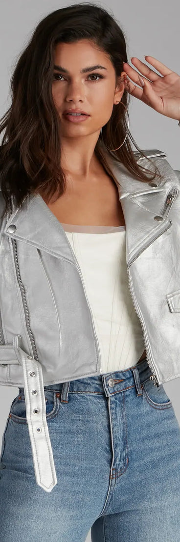 All That Shine Metallic Moto Jacket