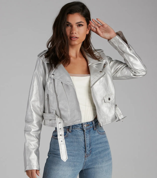 All That Shine Metallic Moto Jacket