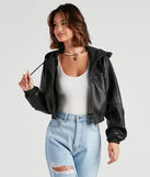 Major Edge Faux Leather Hoodie