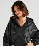 Major Edge Faux Leather Hoodie