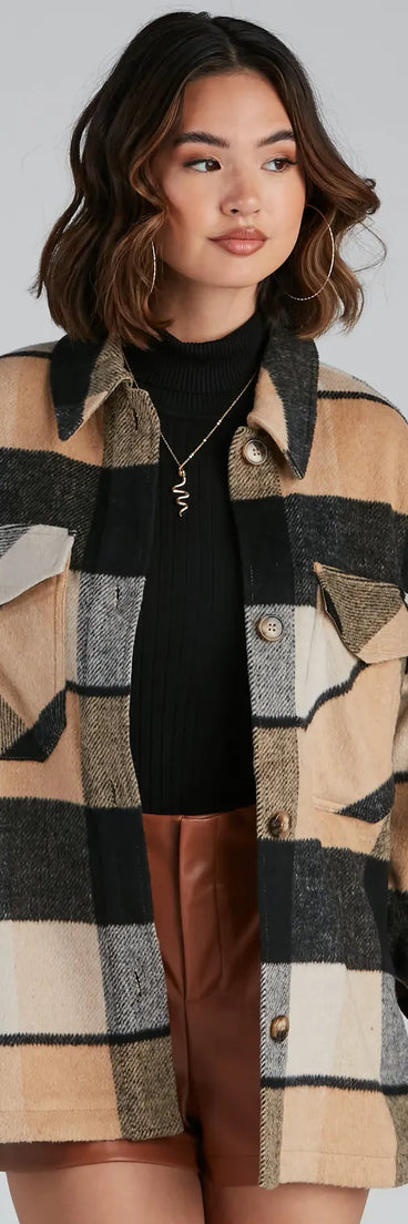 Check It Plaid Button Shacket