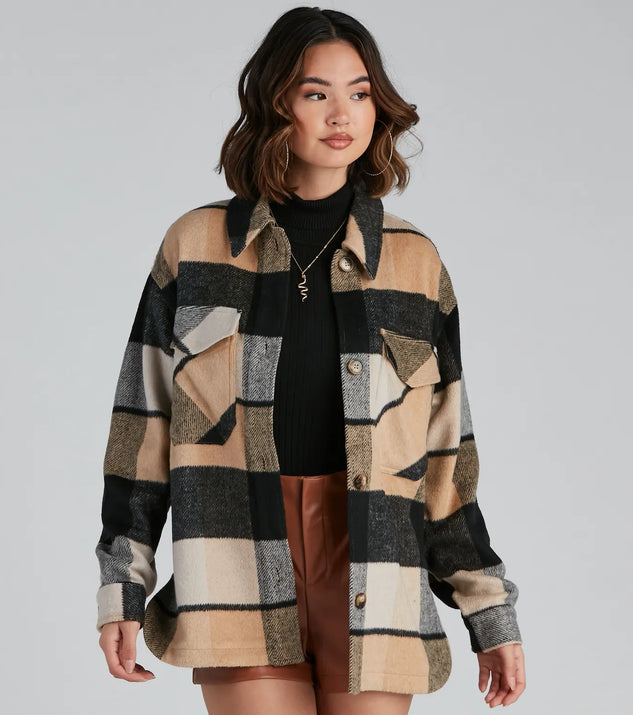 Check It Plaid Button Shacket
