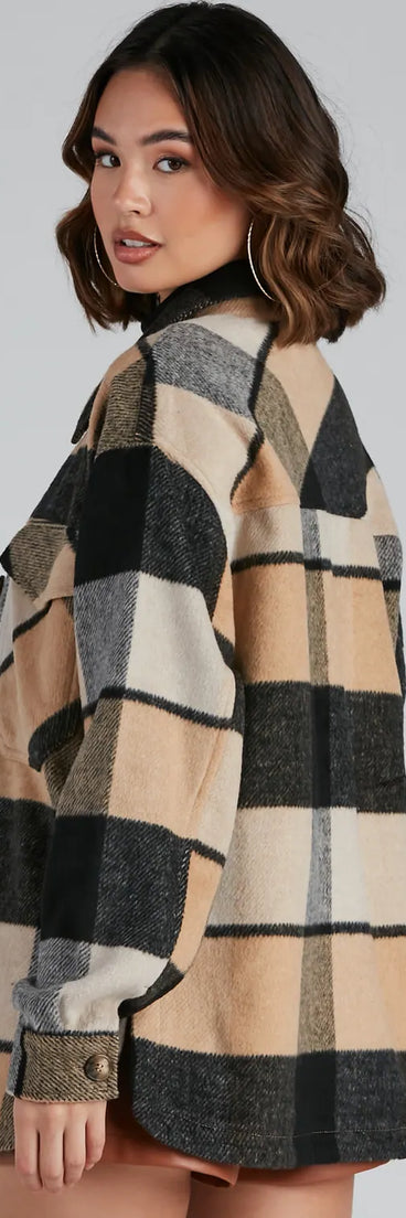 Check It Plaid Button Shacket