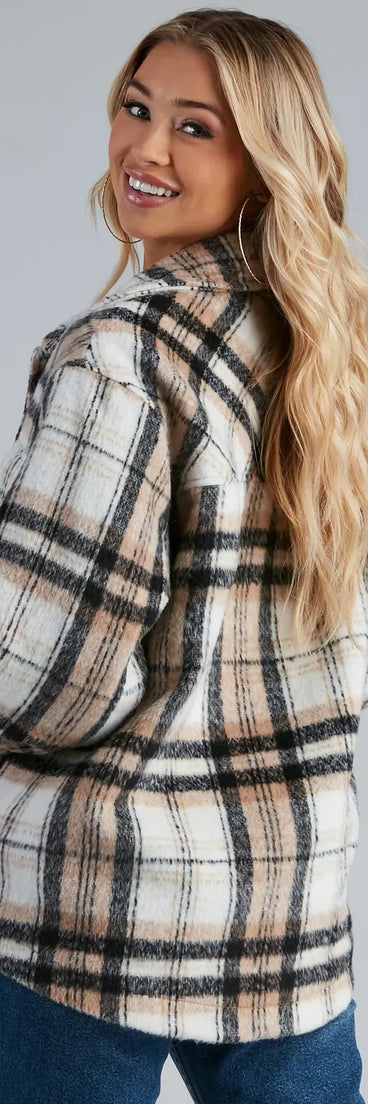 S'more Plaid Faux Fur Woven Shacket
