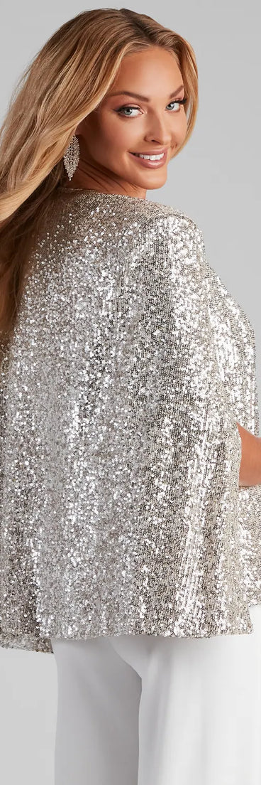 Curtain Call Sequin Knit Cape