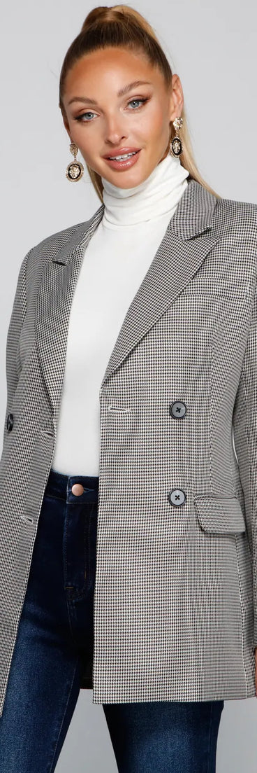 So Professional Plaid Longline Blazer