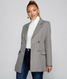 So Professional Plaid Longline Blazer