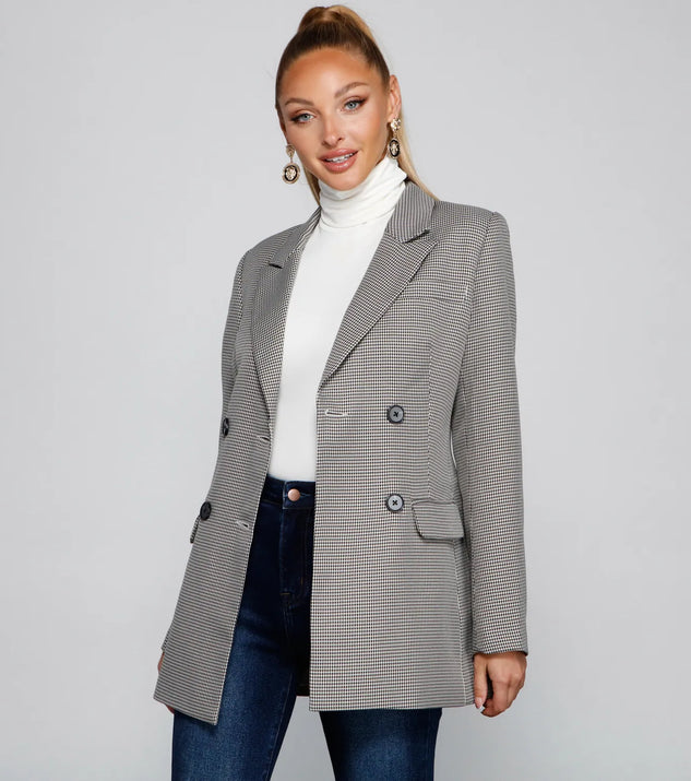 So Professional Plaid Longline Blazer