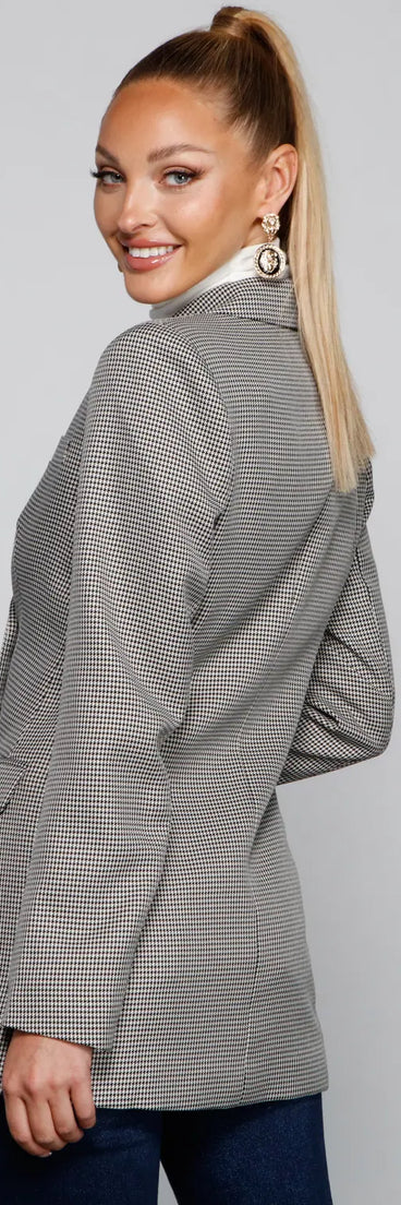 So Professional Plaid Longline Blazer