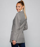 So Professional Plaid Longline Blazer