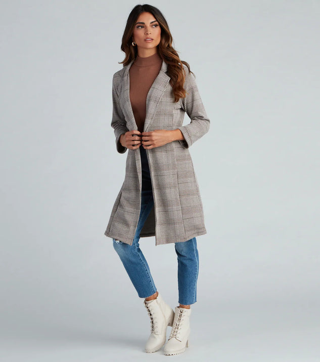 City Chic Plaid Longline Blazer