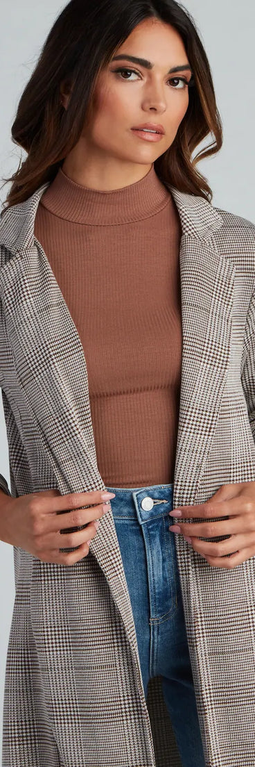 City Chic Plaid Longline Blazer