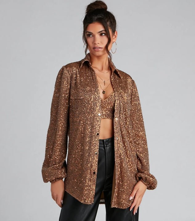 Glitzy Moment Sequin Knit Shacket