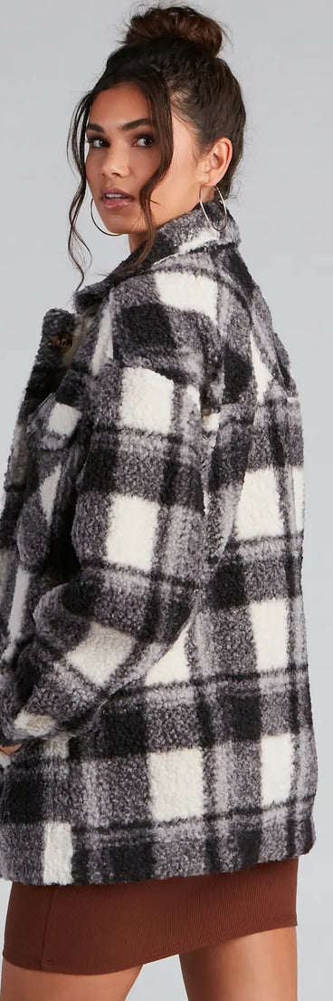 Cozy Layers Plaid Sherpa Shacket