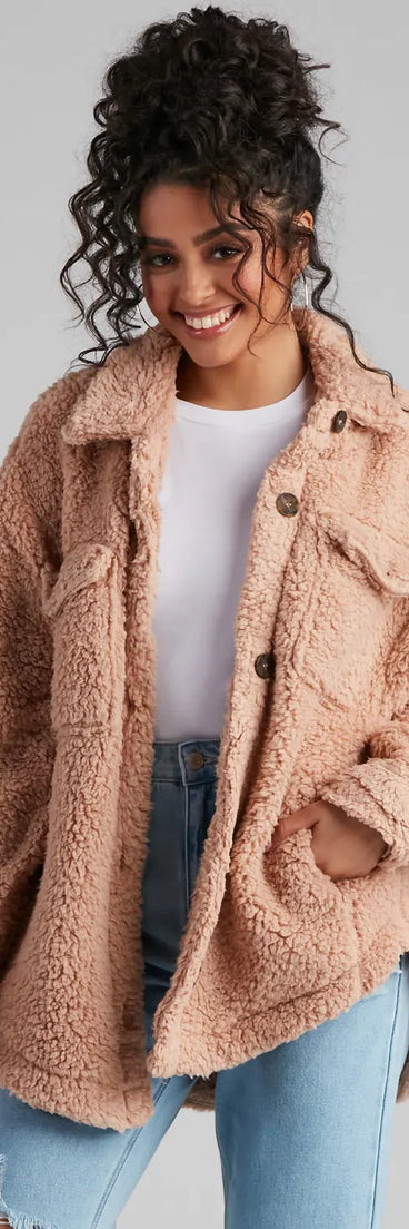 All About Knit Sherpa Shacket