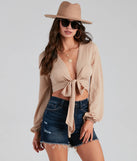 Uptown Babe Crinkle Tie-Front Top