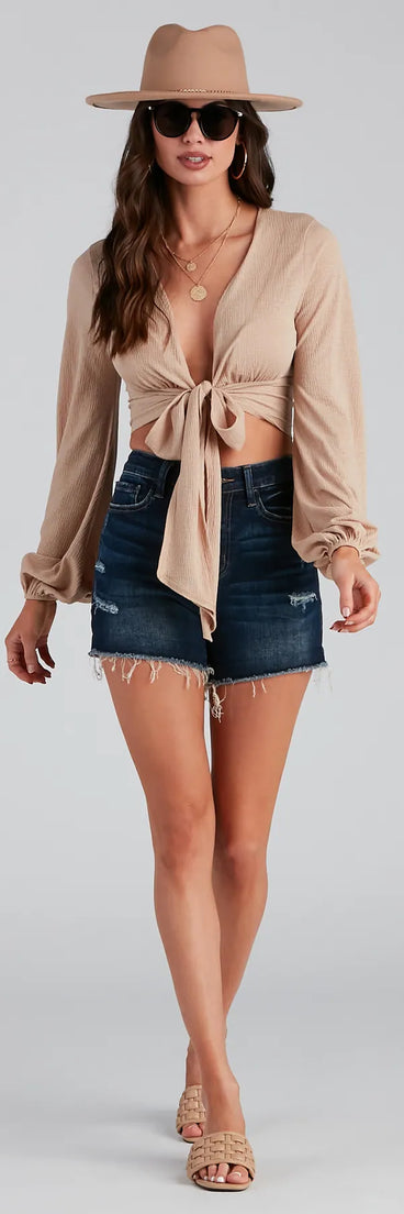 Uptown Babe Crinkle Tie-Front Top