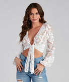 Vintage Glam Burnout Tie Front Top