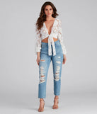 Vintage Glam Burnout Tie Front Top