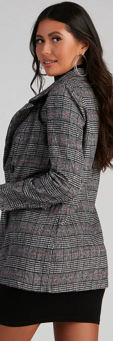 Taking Care Of Business Plaid Blazer