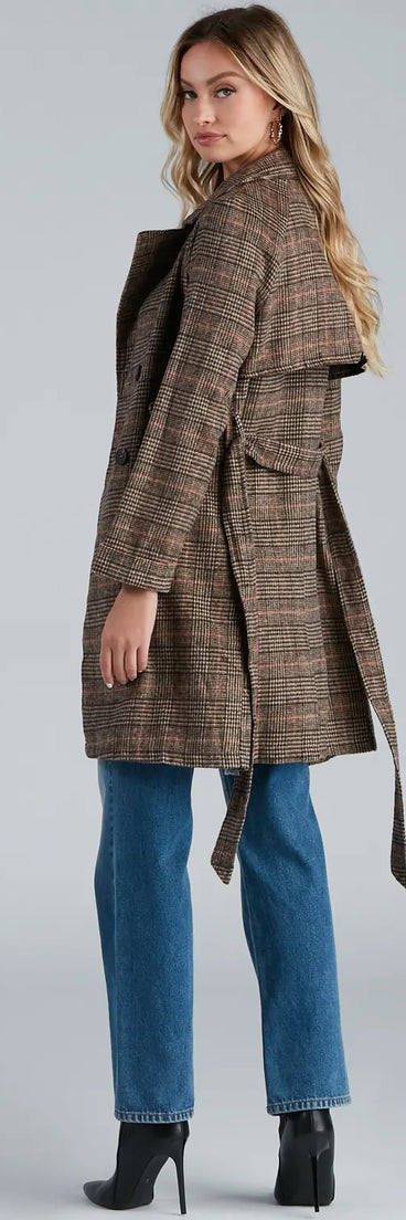 Uptown Plaid Trench Coat