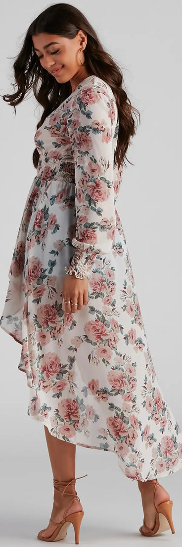 Make It Floral Chiffon High-Low Duster