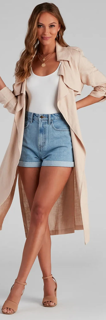 Shift In Season Linen Belted Trench