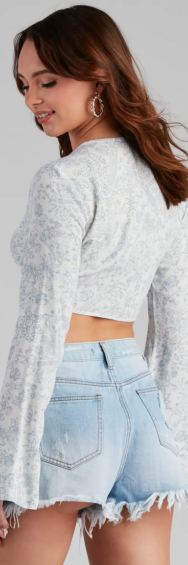 Seaside Chic Cropped Tie-Front Top