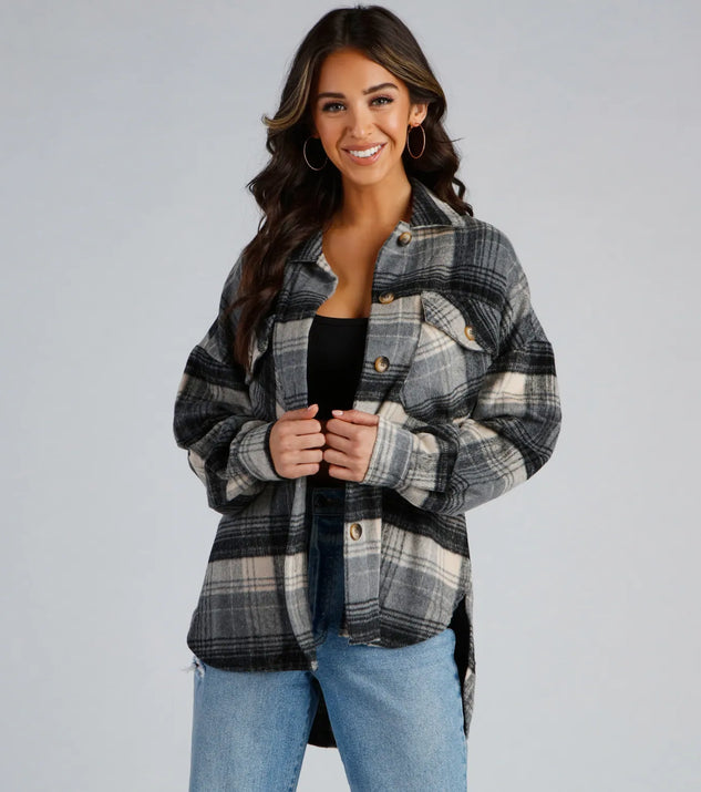 Falling For Plaid Fleece Shacket
