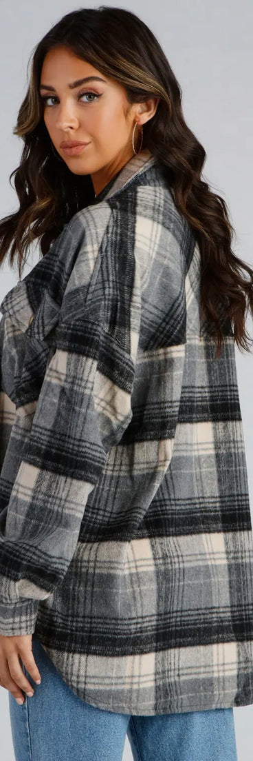 Falling For Plaid Fleece Shacket