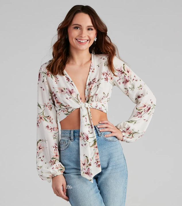 Bloom Mood Floral Tie-Front Top
